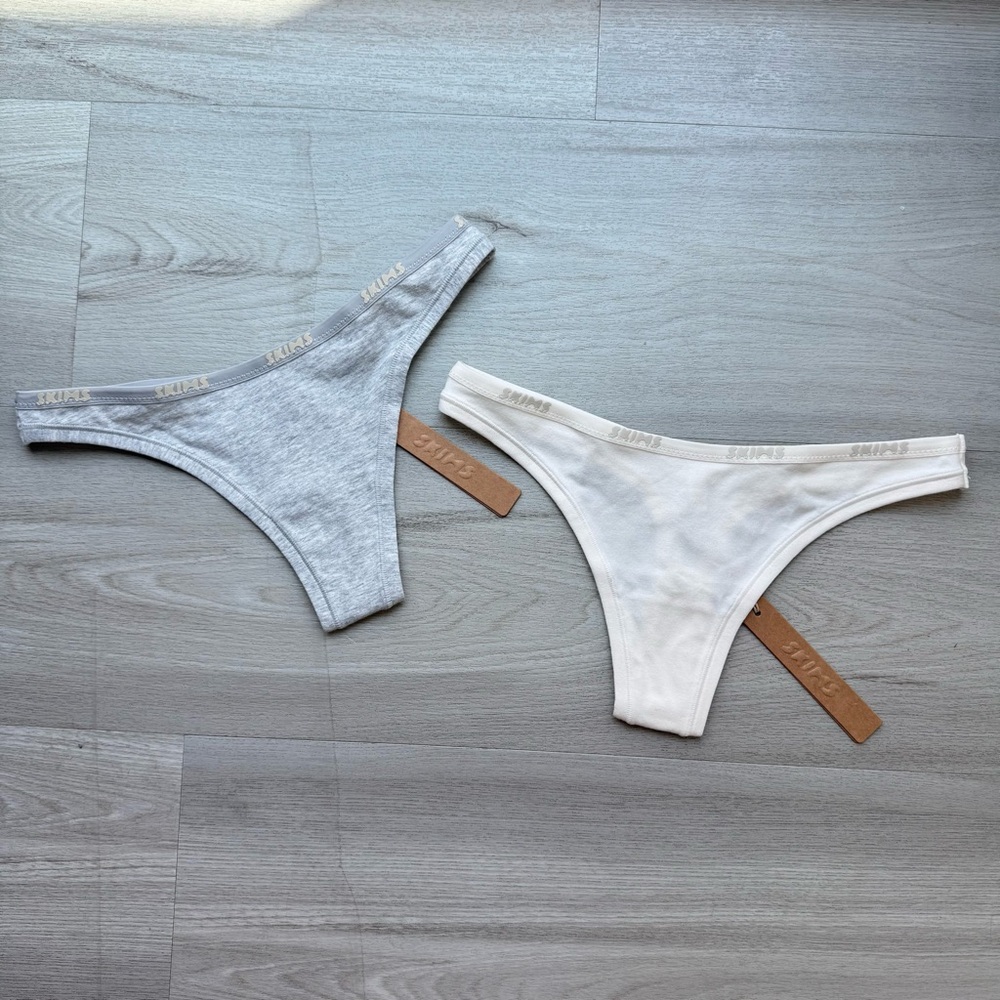 SKIMS Cream and Gray Thong Duo